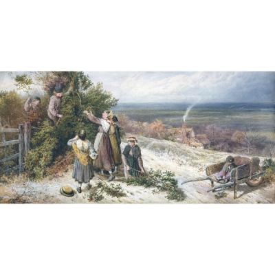 Myles Birket Foster – Children Gathering Holly in the Snow